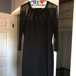 3/4 sheer sleeve black dress